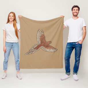 Parrot tijdens de vlucht, de rust, de crème en de fleece deken