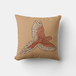 Parrot tijdens de vlucht, de rust, de crème en de  kussen