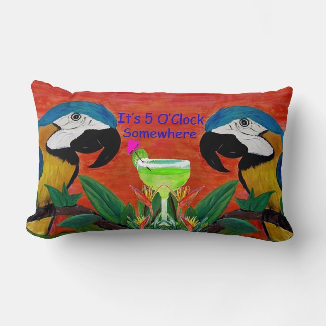 Parrot Tiki Bar Throw kussen (Voorkant)