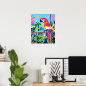 Parrot Tropisch Oerwoud Kleurrijke Vogelmuurkunst Poster (Thuiskantoor)