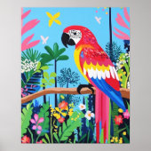 Parrot Tropisch Oerwoud Kleurrijke Vogelmuurkunst Poster (Voorkant)