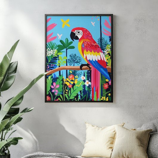Parrot Tropisch Oerwoud Kleurrijke Vogelmuurkunst Poster