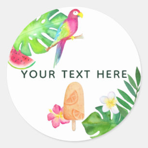 Parrot Tropische Waterverf Summer Party Ronde Sticker