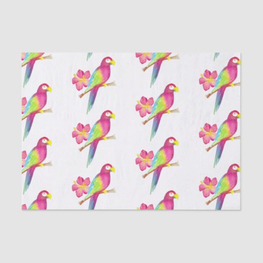 Parrot Tropische Waterverf Summer Party Tissuepapier (Voorkant)