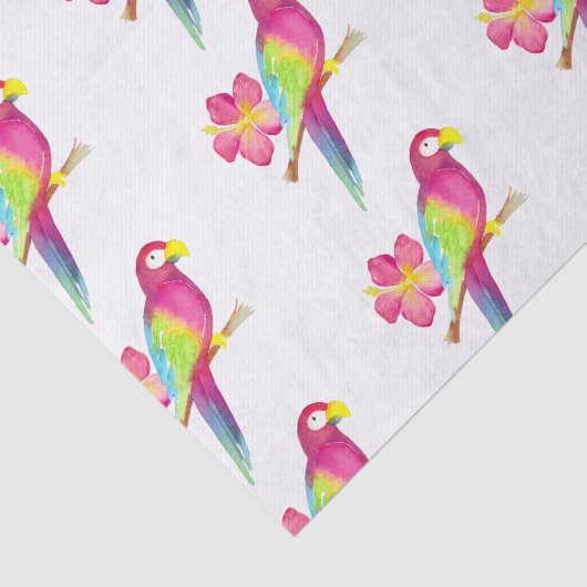 Parrot Tropische Waterverf Summer Party Tissuepapier (Detail)