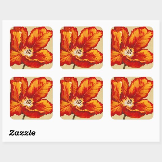 Parrot Tulip I Vierkante Sticker (Vel)