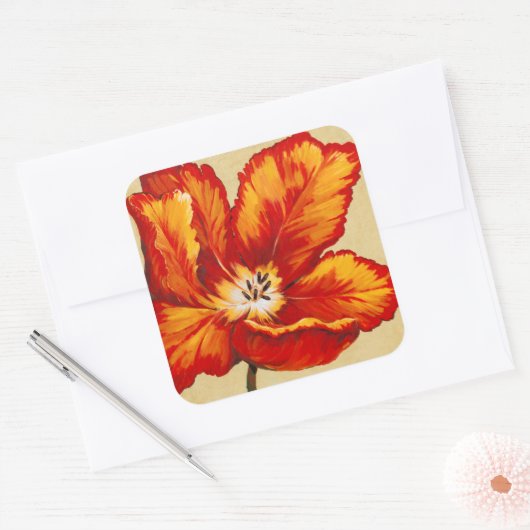 Parrot Tulip I Vierkante Sticker (Envelop)