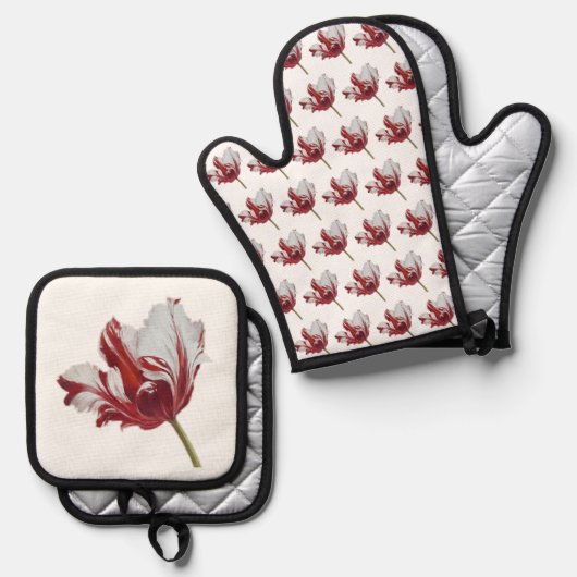 Parrot Tulip long Ovenwant & Pannenlap Set (Voorkant / Achterkant)