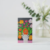 Parrot Tulipiere op roze tablet Visitekaartje (Staand voorkant)