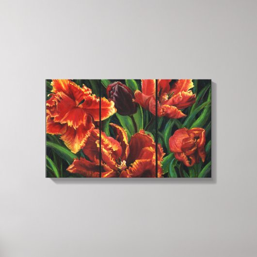 "Parrot Tulips Triptych Canvas Print" (Voorkant)