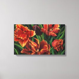 "Parrot Tulips Triptych Canvas Print" Afdruk