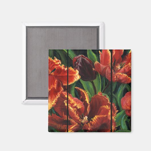 "Parrot Tulips Triptych" Magnet (Voorkant / Achterkant)