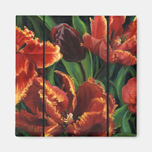 "Parrot Tulips Triptych" Magnet (Voorkant)