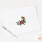 Parrot verbijsterd in de buisstoel ronde sticker (Envelop)