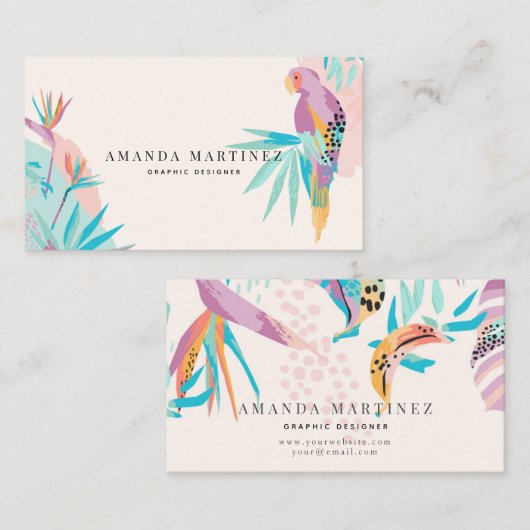 Parrot Vibrant Tropical Motif Visitekaartje (Voorkant / Achterkant)