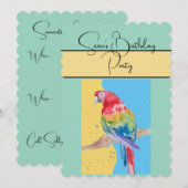 Parrot Waterverf Boys Verjaardagsfeestje Uitnodigi Kaart (Voorkant / Achterkant)