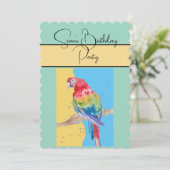 Parrot Waterverf Boys Verjaardagsfeestje Uitnodigi Kaart (Staand voorkant)