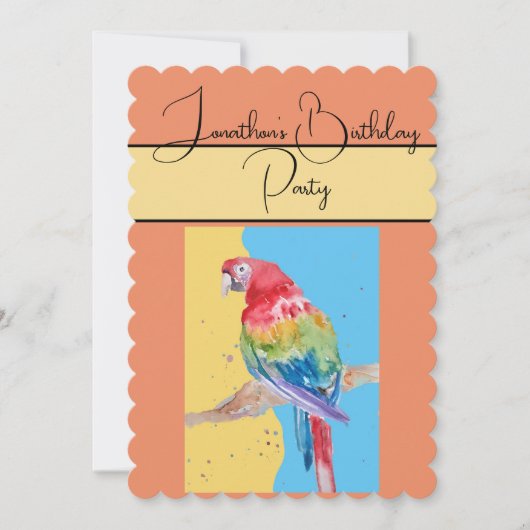 Parrot Waterverf Boys Verjaardagsfeestje Uitnodigi Kaart (Voorkant)