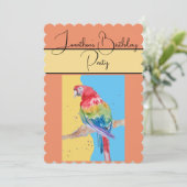 Parrot Waterverf Boys Verjaardagsfeestje Uitnodigi Kaart (Staand voorkant)