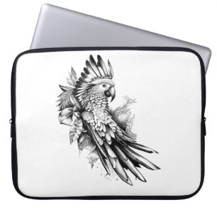 Parrot Wild Animal Natuur Illustratie Art Tattoo Laptop Sleeve