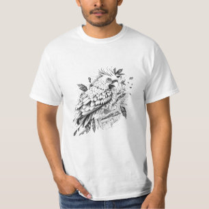 Parrot Wild Animal Natuur Illustratie Art Tattoo T-shirt