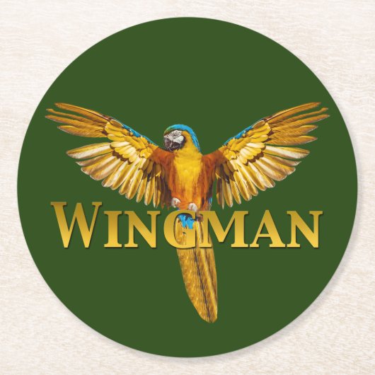 Parrot Wingman Ronde Kartonnen Onderzetter (Voorkant)