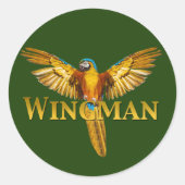 Parrot Wingman Ronde Sticker (Voorkant)