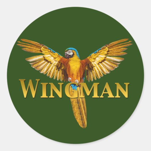 Parrot Wingman Ronde Sticker (Voorkant)