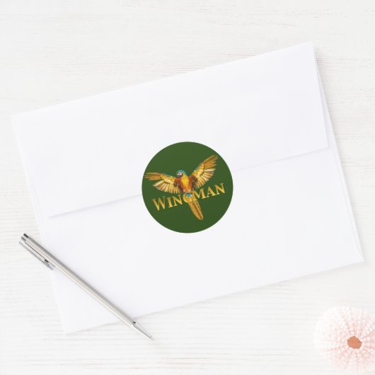 Parrot Wingman Ronde Sticker (Envelop)