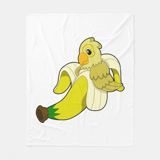 Parrot with Banana Fleece Deken (Voorkant)