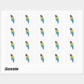 Parrot with Cylinder Vierkante Sticker (Vel)