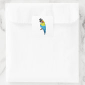 Parrot with Cylinder Vierkante Sticker (Tas)