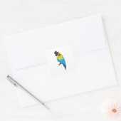 Parrot with Cylinder Vierkante Sticker (Envelop)