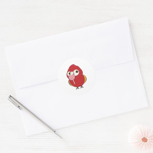 Parrot with Lollipop Ronde Sticker (Envelop)