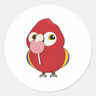 Parrot with Lollipop Ronde Sticker