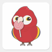 Parrot with Lollipop Vierkante Sticker (Voorkant)