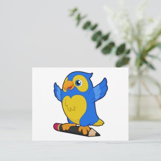 Parrot with Pencil Briefkaart (Staand voorkant)