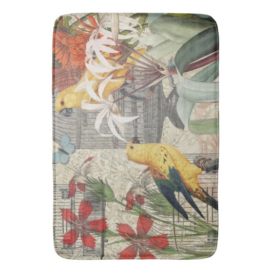 Parrot Yellow Tropical Antiek Flower Badmat (Voorkant Verticaal)