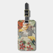 Parrot Yellow Tropical Antiek Flower Bagagelabel (Voorkant verticaal)