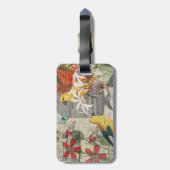 Parrot Yellow Tropical Antiek Flower Bagagelabel (Achterkant verticaal)