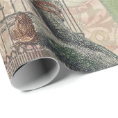 Parrot Yellow Tropical Antiek Flower Cadeaupapier (Rol Hoek)