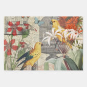 Parrot Yellow Tropical Antiek Flower Inpakpapier Vel (Voorkant)