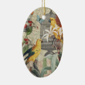 Parrot Yellow Tropical Antiek Flower Keramisch Ornament (Rechts)
