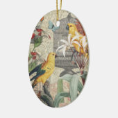 Parrot Yellow Tropical Antiek Flower Keramisch Ornament (Links)