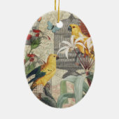 Parrot Yellow Tropical Antiek Flower Keramisch Ornament (Achterkant)