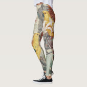 Parrot Yellow Tropical Antiek Flower Leggings (Links)
