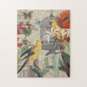 Parrot Yellow Tropical Antiek Flower Legpuzzel (Verticaal)