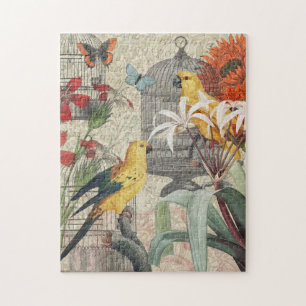 Parrot Yellow Tropical Antiek Flower Legpuzzel