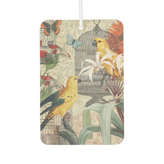 Parrot Yellow Tropical Antiek Flower Luchtverfrisser (Voorkant)