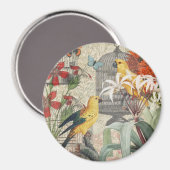 Parrot Yellow Tropical Antiek Flower Magneet (Voorkant / Achterkant)